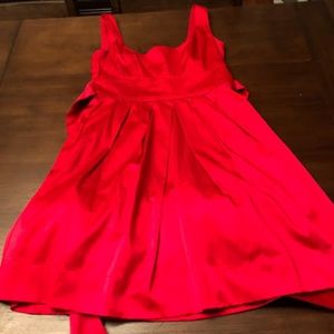 Faux silk red dress